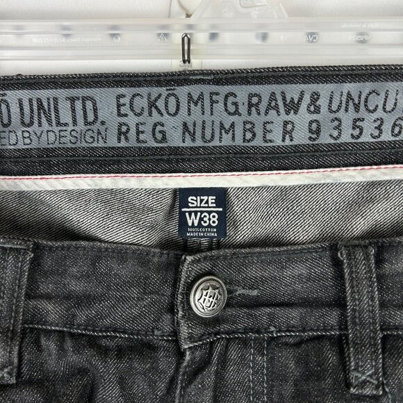 Marc Ecko Unltd Raw Black Gothic Jean 38x34 Baggy Y2K Streetwear Skate Stitched - Picture 6 of 7